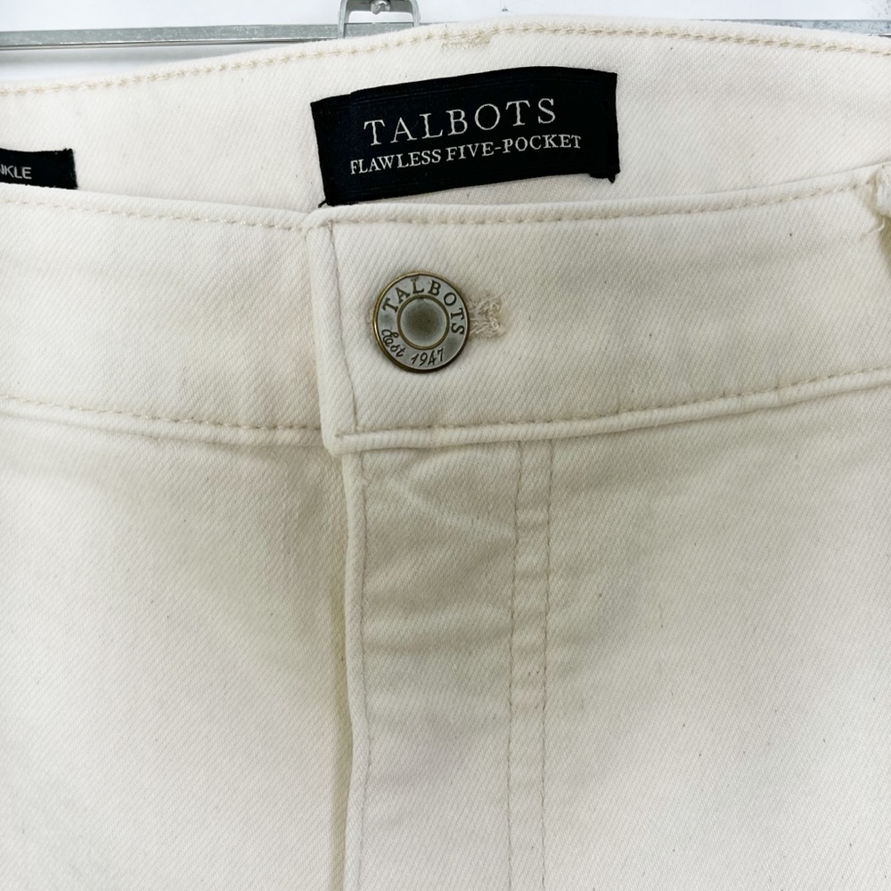 Talbots Cream Cotton Denim Straight Leg‎ Pants Slim Ankle Size 16 - Picture 3 of 12